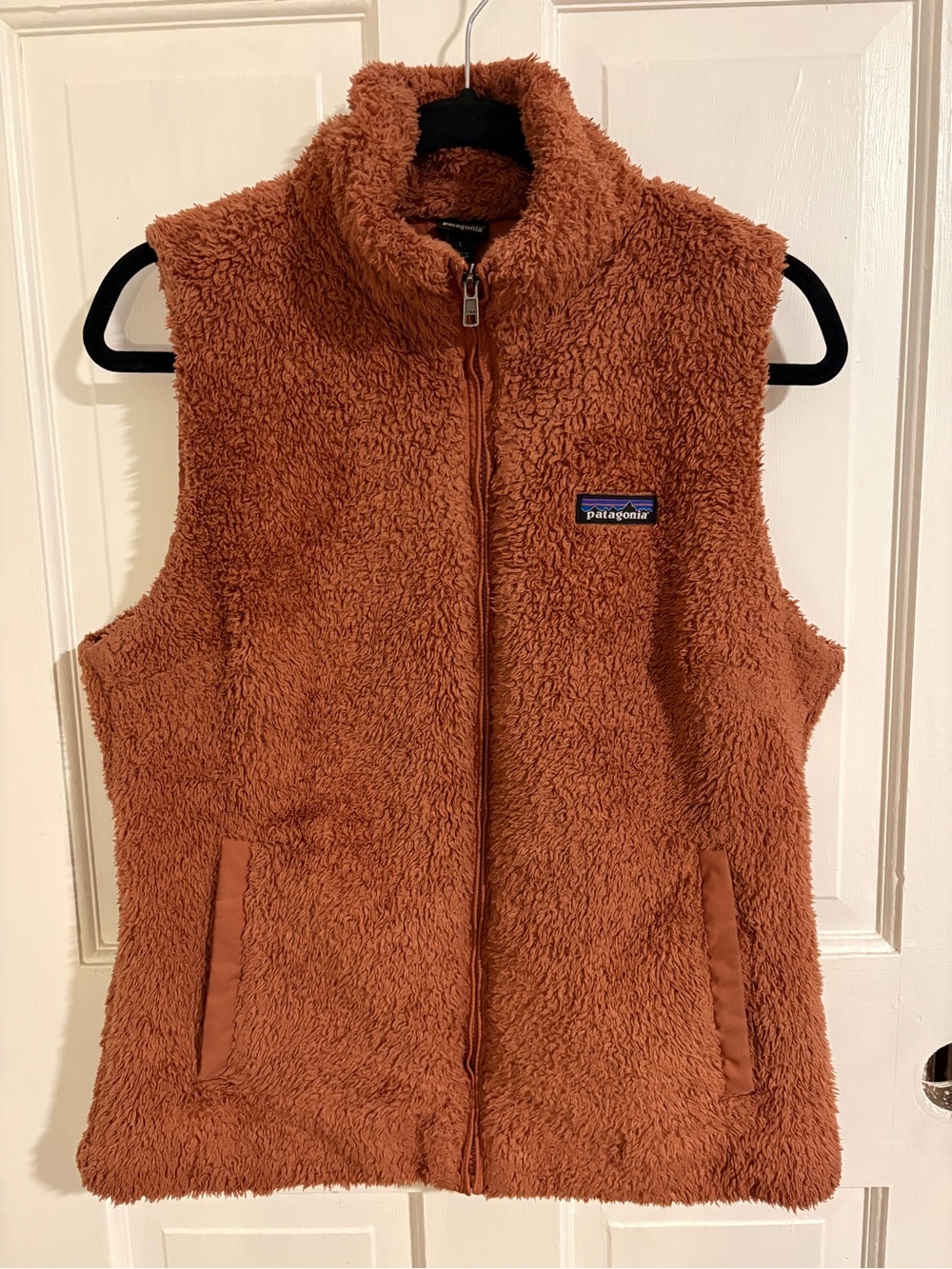 Patagonia Retro Pile Sherpa Fleece Vest Rust Orange Full Zip Pockets Size Large